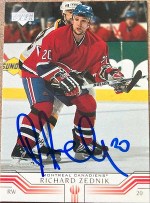 Richard Zednik Signed 2001-02 Upper Deck Hockey Card - Montreal Canadiens - PastPros