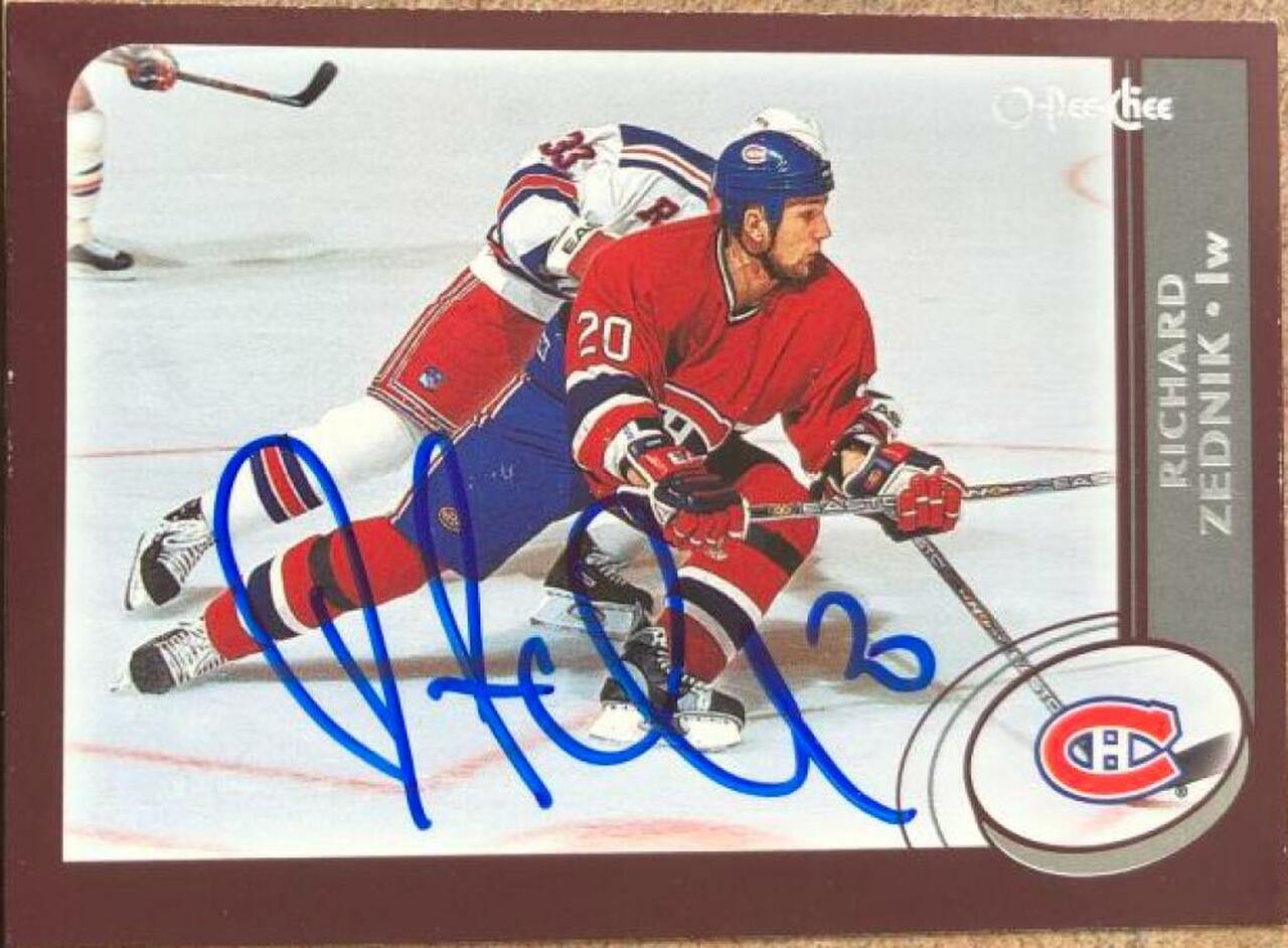 Richard Zednik Signed 2002-03 O-Pee-Chee Hockey Card - Montreal Canadiens - PastPros