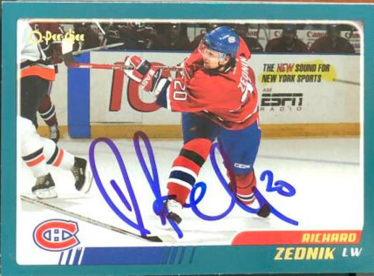 Richard Zednik Signed 2003-04 O-Pee-Chee Hockey Card - Montreal Canadiens - PastPros