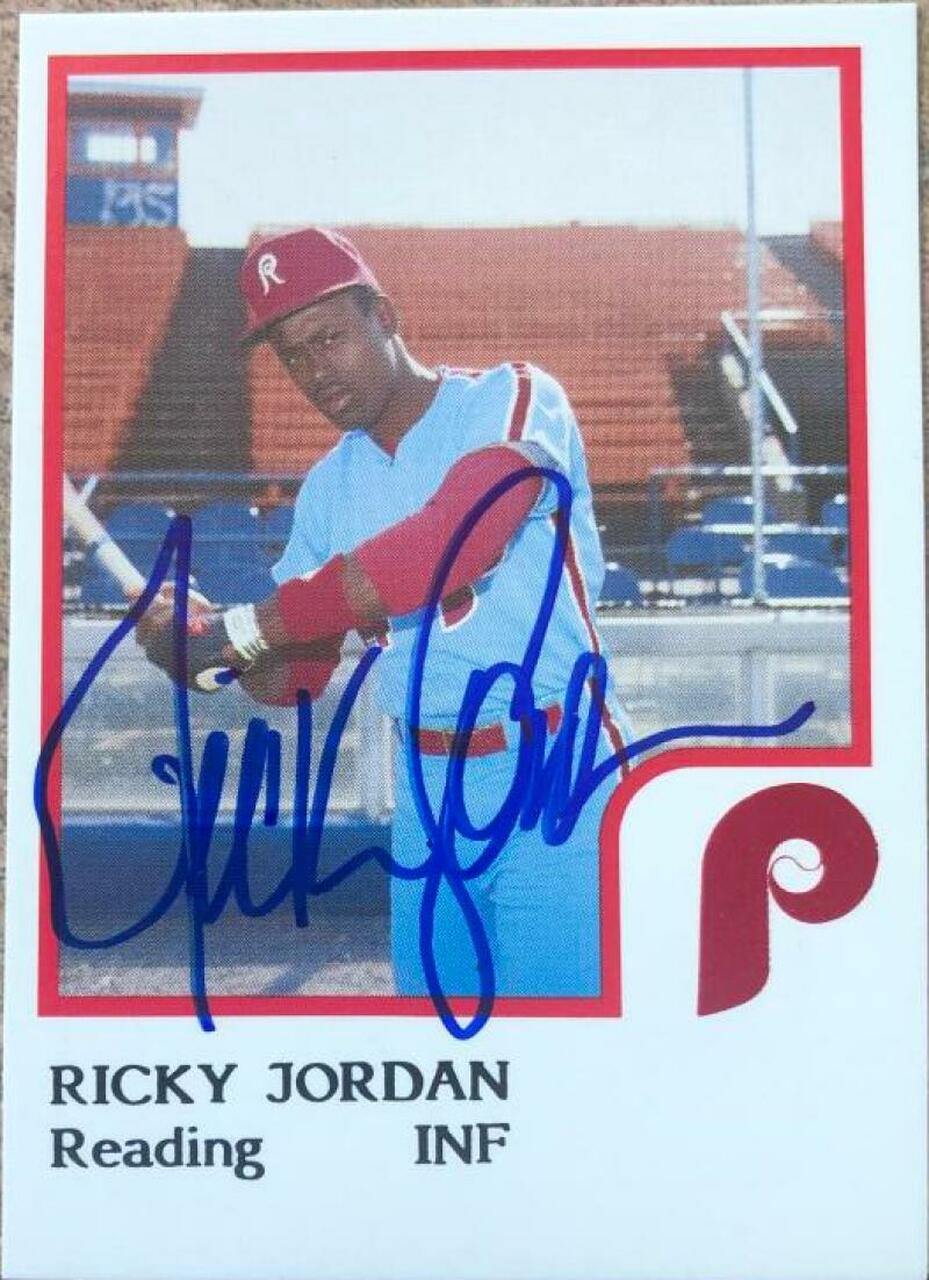 Ricky Jordan Signed 1986 Pro Cards Baseball Card - Reading Phillies - PastPros