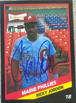 Ricky Jordan Signed 1988 CMC Baseball Card - Maine Phillies