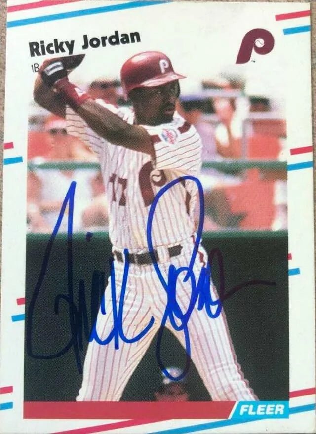 Ricky Jordan Signed 1988 Fleer Update Baseball Card - Philadelphia Phillies