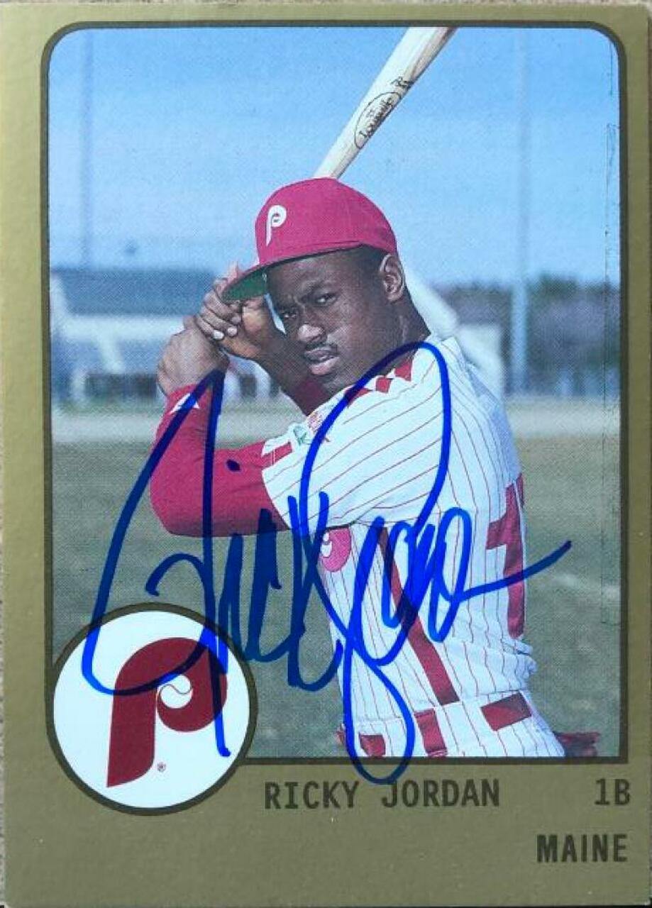 Ricky Jordan Signed 1988 Pro Cards Baseball Card - Maine Phillies - PastPros
