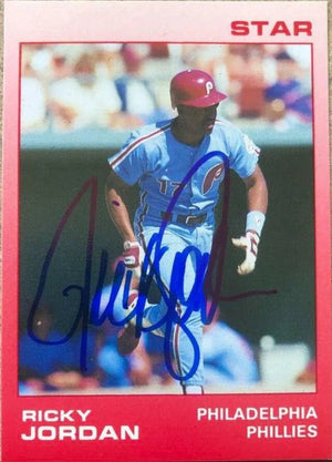 Ricky Jordan Signed 1988 Star Baseball Card #11 - Philadelphia Phillies