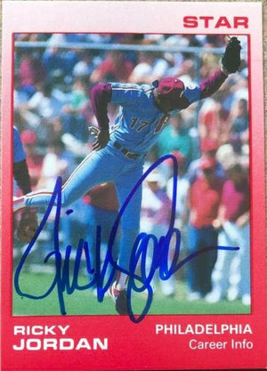 Ricky Jordan Signed 1988 Star Career Info Baseball Card #8 - Philadelphia Phillies