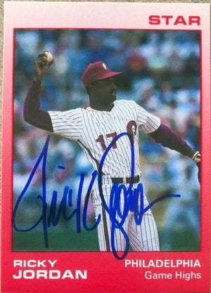 Ricky Jordan Signed 1988 Star Game Highs Baseball Card #7 - Philadelphia Phillies