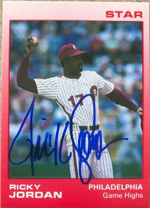 Ricky Jordan Signed 1988 Star Game Highs Baseball Card #7 - Philadelphia Phillies - PastPros