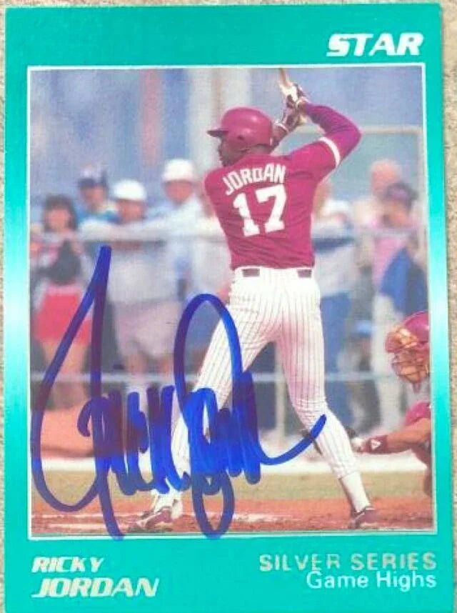 Ricky Jordan Signed 1988 Star Silver Baseball Card #24 - Philadelphia Phillies