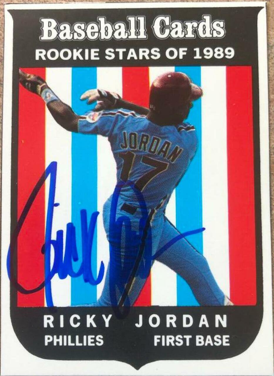 Ricky Jordan Signed 1989 Baseball Card Magazine '59 Topps Replicas Baseball Card - Philadelphia Phillies - PastPros