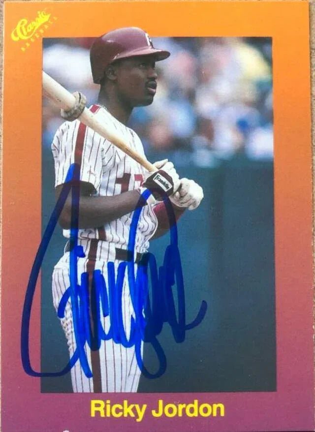 Ricky Jordan Signed 1989 Classic Travel Baseball Card - Philadelphia Phillies