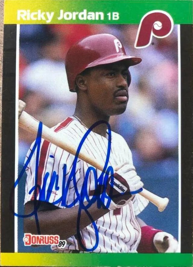 Ricky Jordan Signed 1989 Donruss Baseball Card - Philadelphia Phillies