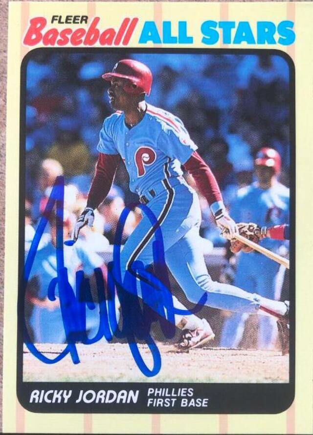 Ricky Jordan Signed 1989 Fleer All-Stars Baseball Card - Philadelphia Phillies - PastPros