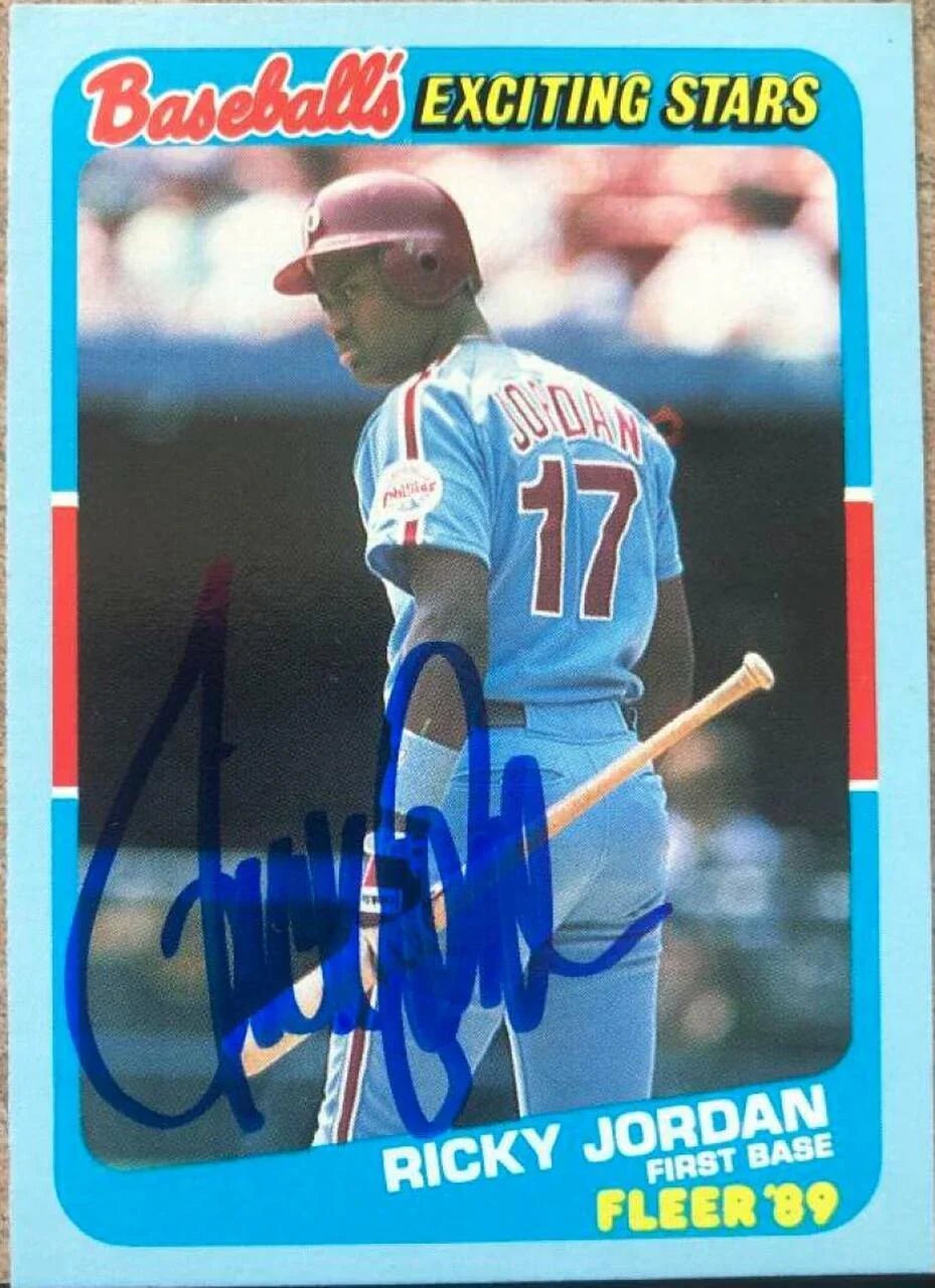 Ricky Jordan Signed 1989 Fleer Exciting Stars Baseball Card - Philadelphia Phillies