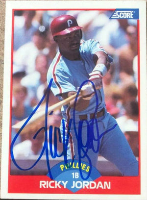 Ricky Jordan Signed 1989 Score Baseball Card - Philadelphia Phillies