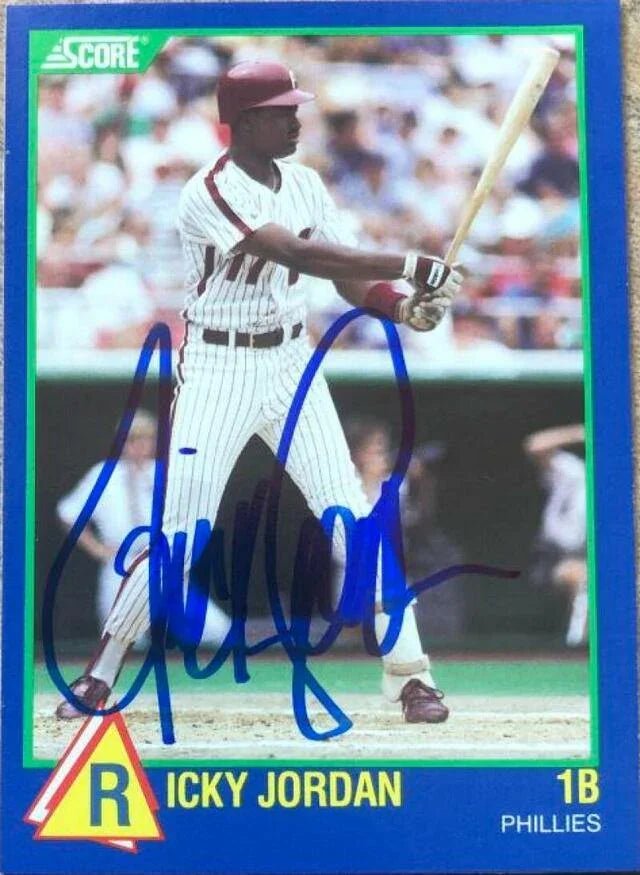 Ricky Jordan Signed 1989 Score Hottest 100 Rising Stars Baseball Card - Philadelphia Phillies