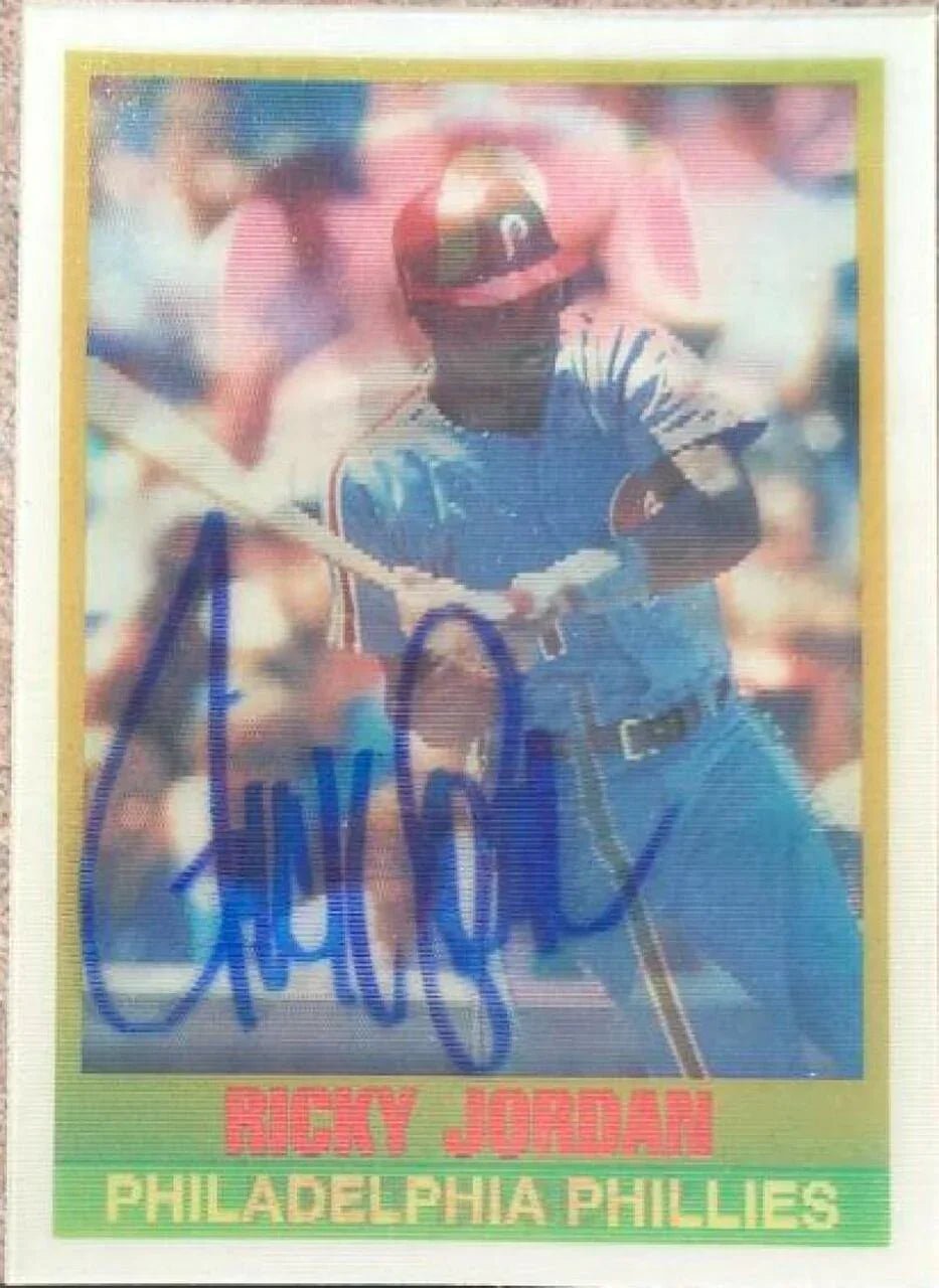 Ricky Jordan Signed 1989 Sportflics Baseball Card - Philadelphia Phillies