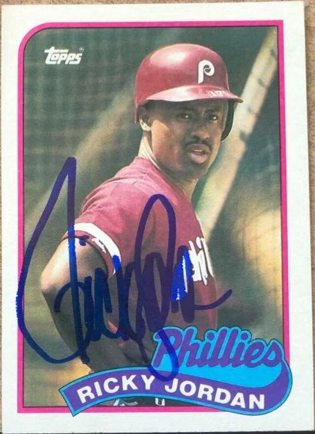 Ricky Jordan Signed 1989 Topps Baseball Card - Philadelphia Phillies