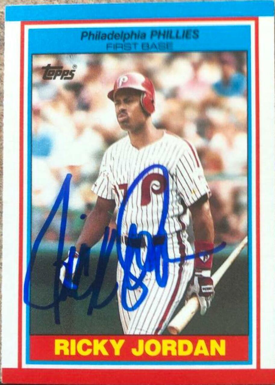Ricky Jordan Signed 1989 Topps UK Minis Baseball Card - Philadelphia Phillies - PastPros