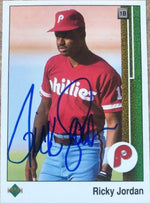 Ricky Jordan Signed 1989 Upper Deck Baseball Card - Philadelphia Phillies