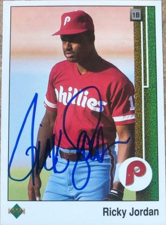 Ricky Jordan Signed 1989 Upper Deck Baseball Card - Philadelphia Phillies