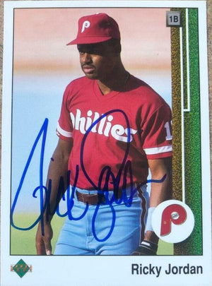 Ricky Jordan Signed 1989 Upper Deck Baseball Card - Philadelphia Phillies - PastPros
