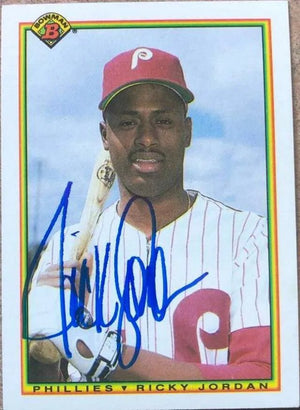 Ricky Jordan Signed 1990 Bowman Baseball Card - Philadelphia Phillies
