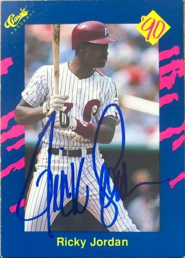 Ricky Jordan Signed 1990 Classic Baseball Card - Philadelphia Phillies