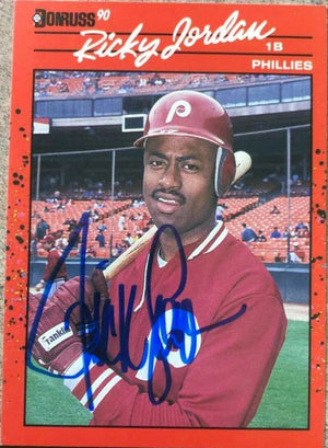 Ricky Jordan Signed 1990 Donruss Baseball Card - Philadelphia Phillies