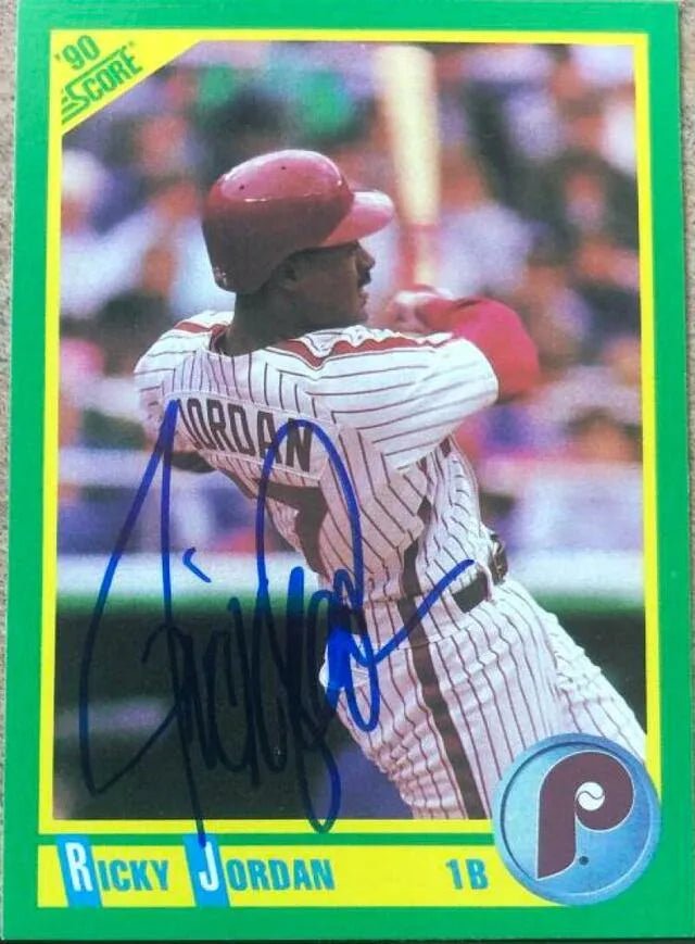 Ricky Jordan Signed 1990 Score Baseball Card - Philadelphia Phillies