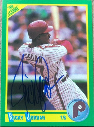 Ricky Jordan Signed 1990 Score Baseball Card - Philadelphia Phillies - PastPros