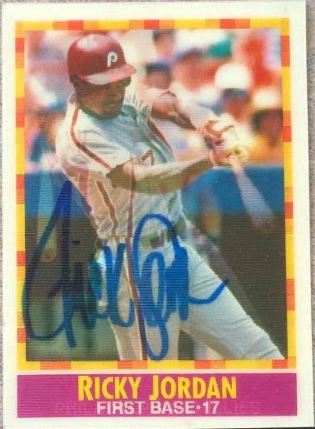 Ricky Jordan Signed 1990 Sportflics Baseball Card - Philadelphia Phillies