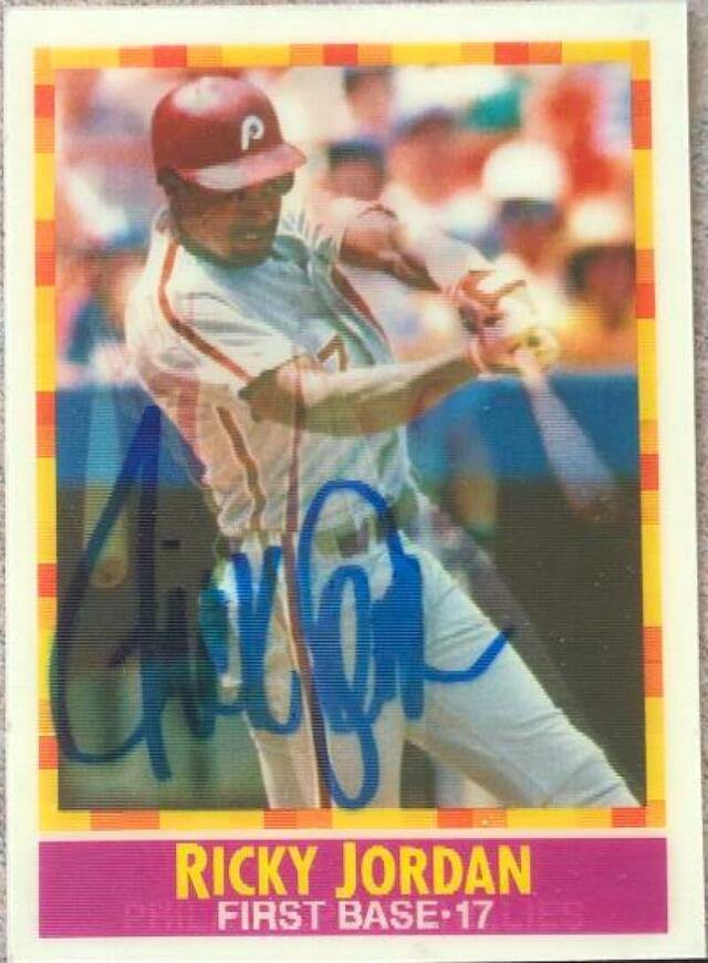 Ricky Jordan Signed 1990 Sportflics Baseball Card - Philadelphia Phillies - PastPros