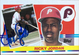 Ricky Jordan Signed 1990 Topps Big Baseball Card - Philadelphia Phillies - PastPros