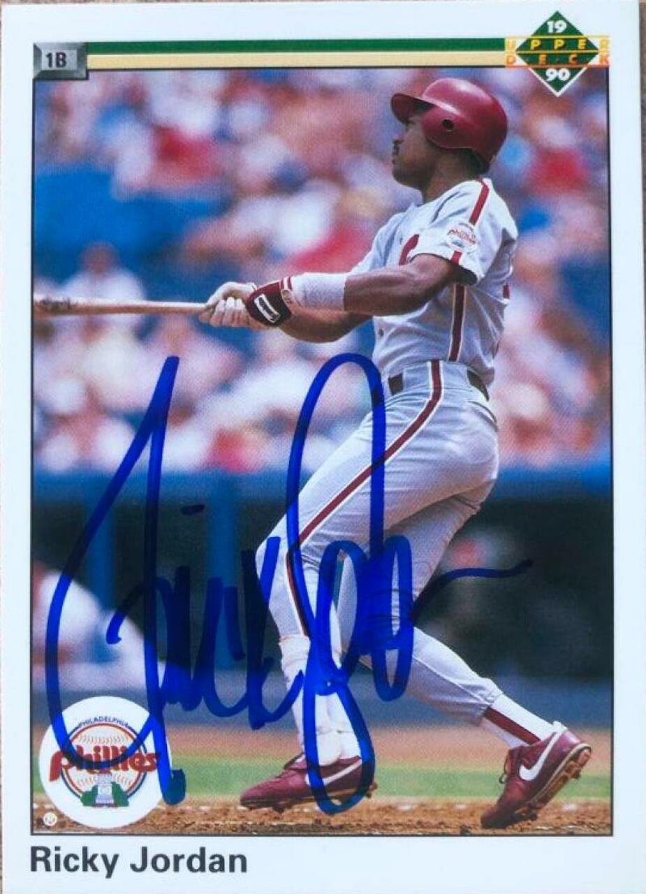 Ricky Jordan Signed 1990 Upper Deck Baseball Card - Philadelphia Phillies - PastPros