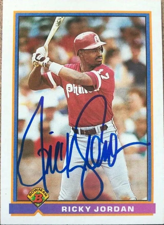 Ricky Jordan Signed 1991 Bowman Baseball Card - Philadelphia Phillies