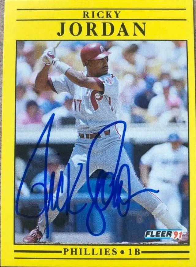 Ricky Jordan Signed 1991 Fleer Baseball Card - Philadelphia Phillies