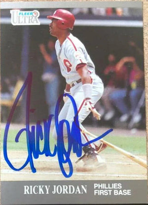 Ricky Jordan Signed 1991 Fleer Ultra Update Baseball Card - Philadelphia Phillies