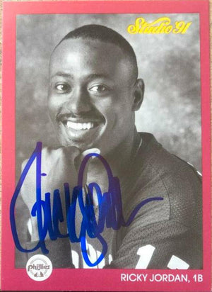 Ricky Jordan Signed 1991 Studio Baseball Card - Philadelphia Phillies - PastPros