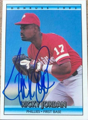Ricky Jordan Signed 1992 Donruss Baseball Card - Philadelphia Phillies