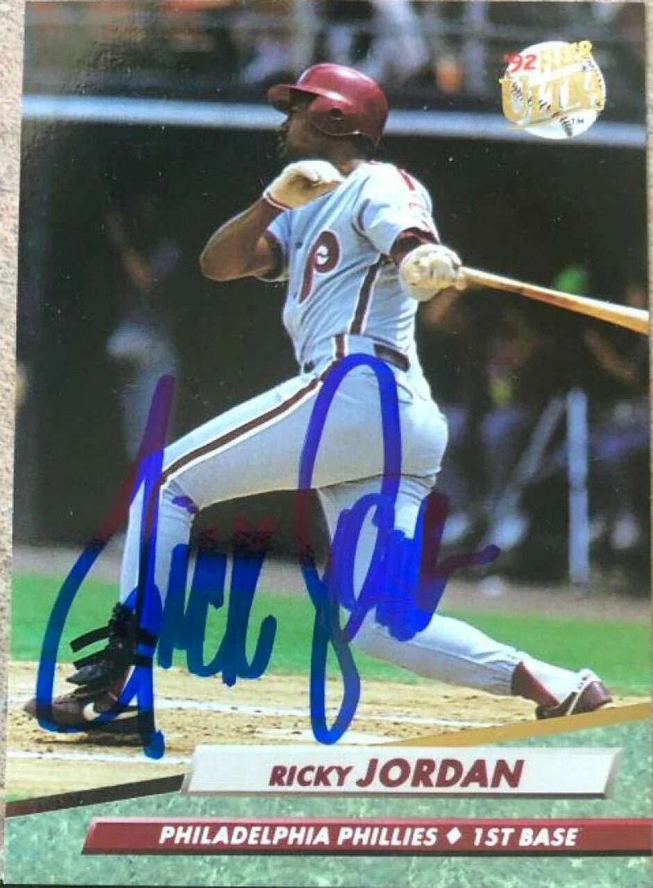 Ricky Jordan Signed 1992 Fleer Ultra Baseball Card - Philadelphia Phillies