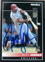 Ricky Jordan Signed 1992 Pinnacle Baseball Card - Philadelphia Phillies