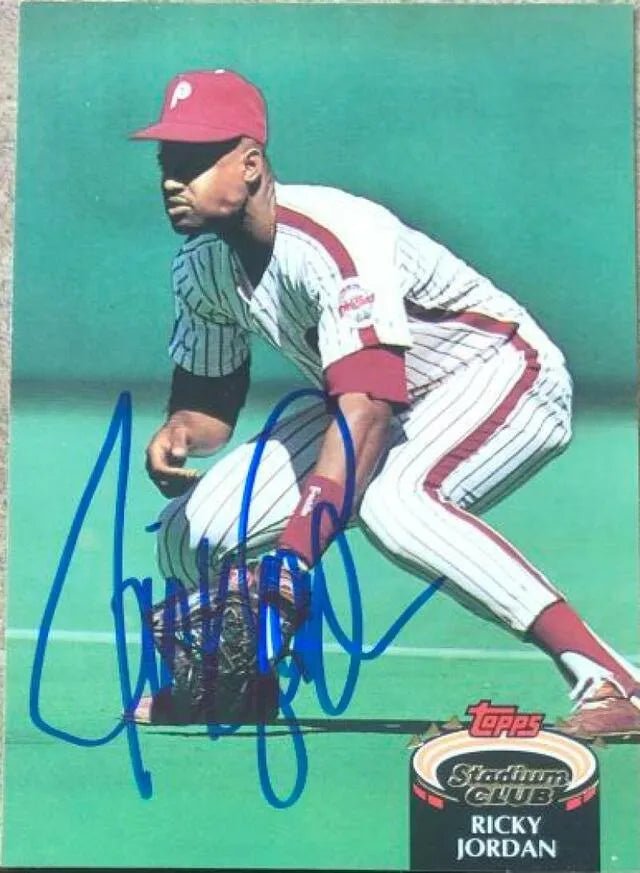 Ricky Jordan Signed 1992 Stadium Club Baseball Card - Philadelphia Phillies