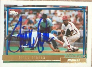 Ricky Jordan Signed 1992 Topps Gold Winner Baseball Card - Philadelphia Phillies