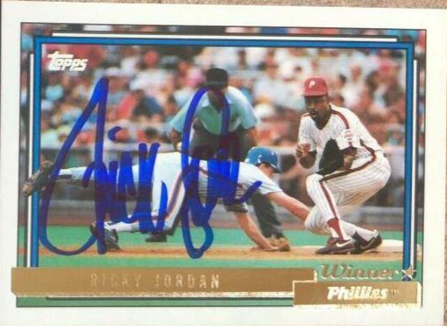 Ricky Jordan Signed 1992 Topps Gold Winner Baseball Card - Philadelphia Phillies - PastPros