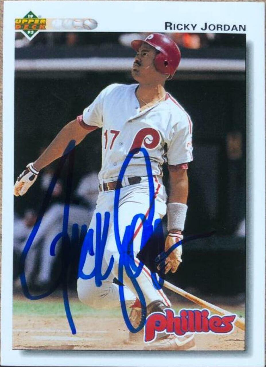 Ricky Jordan Signed 1992 Upper Deck Baseball Card - Philadelphia Phillies - PastPros