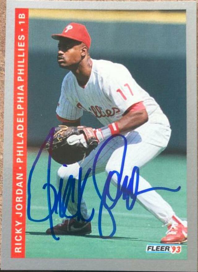 Ricky Jordan Signed 1993 Fleer Baseball Card - Philadelphia Phillies - PastPros