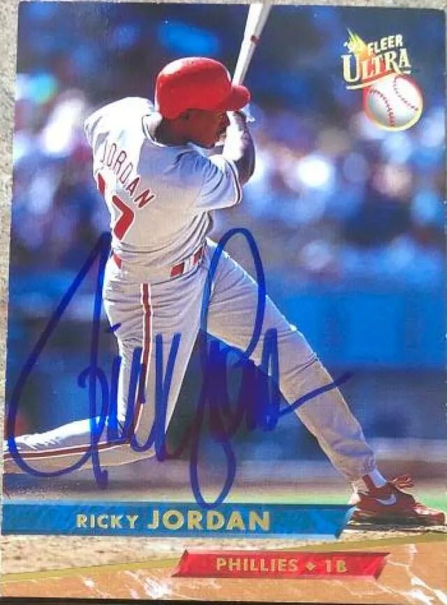 Ricky Jordan Signed 1993 Fleer Ultra Baseball Card - Philadelphia Phillies