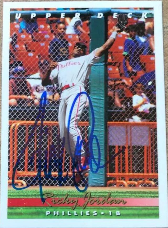 Ricky Jordan Signed 1993 Upper Deck Baseball Card - Philadelphia Phillies