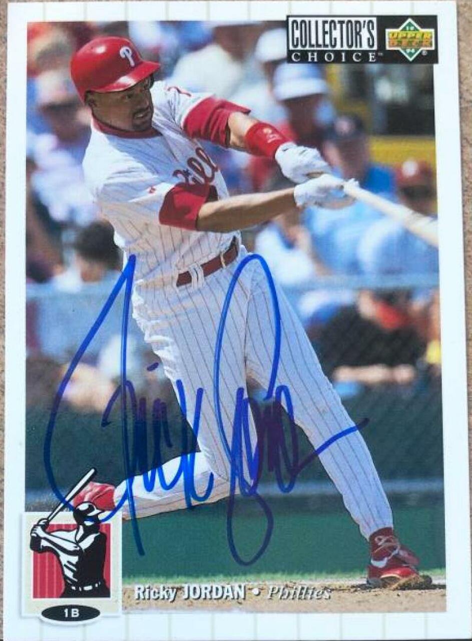 Ricky Jordan Signed 1994 Collector's Choice Baseball Card - Philadelphia Phillies - PastPros