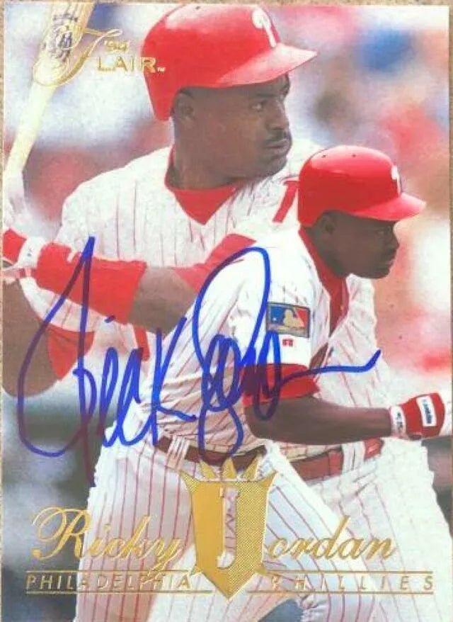 Ricky Jordan Signed 1994 Flair Baseball Card - Philadelphia Phillies